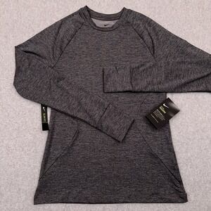 NEW Nike Pro Warm Training Top Womens XS Slim Gray Long Sleeve Shirt Thumb Holes